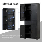 Bathroom Storage Cabinet with Doors and Drawer, Multiple Storage Space, Adjustable Shelf, Black