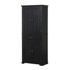 Bathroom Storage Cabinet with Doors and Drawer, Multiple Storage Space, Adjustable Shelf, Black