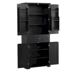 Bathroom Storage Cabinet with Doors and Drawer, Multiple Storage Space, Adjustable Shelf, Black