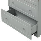 Wide Bathroom Storage Cabinet Freestanding Storage Cabinet with Two Drawers and Adjustable Shelf MDF Board with Painted Finish