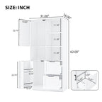 Bathroom Storage Cabinet with Doors and Drawers,Multiple Storage Space,Freestanding Style,Open Shelve, Adjustable Shelf, White