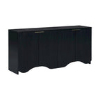 Vertical Stripes and Wavy Design of a Four-Door Cabinet