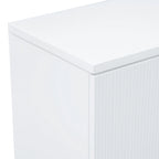 Vertical Stripes and Wavy Design of a Four-Door Cabinet