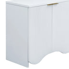 Vertical Stripes and Wavy Design of a Four-Door Cabinet