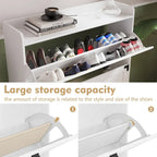 Narrow Rack Shoe Cabinet with 2 Flip Drawers and Open Shelf